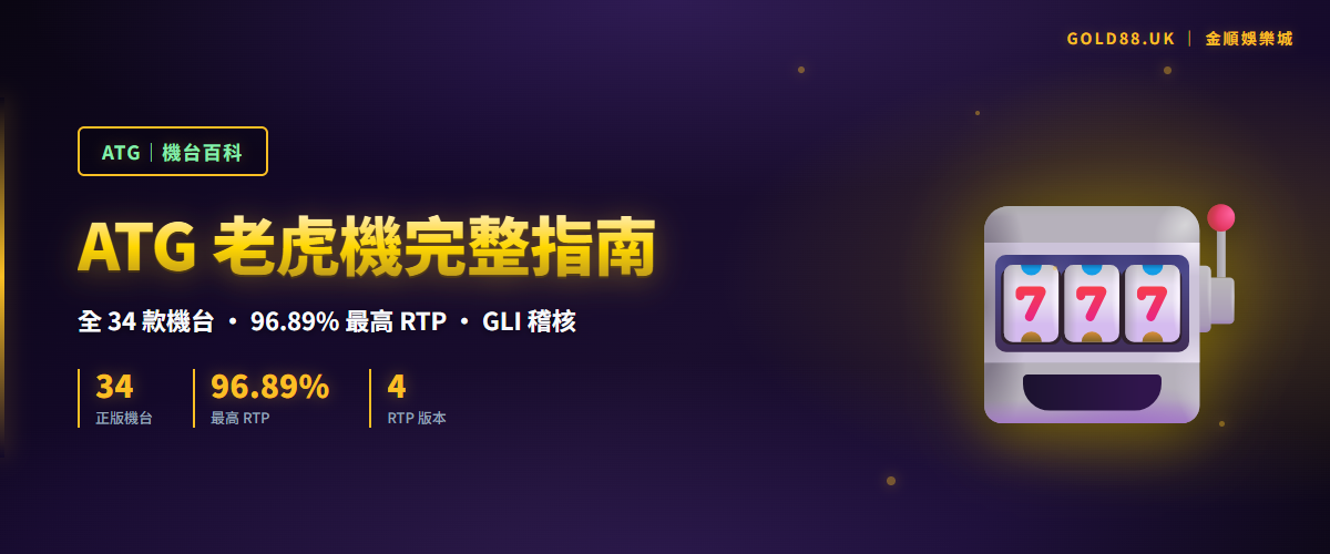 ATG 老虎機完整指南 - 全 34 款機台、96.89% 最高 RTP、GLI 稽核